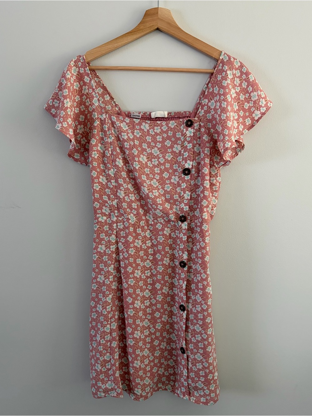 Sienna Sky Pink Floral Button-Front Mini Dress